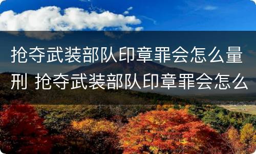 抢夺武装部队印章罪会怎么量刑 抢夺武装部队印章罪会怎么量刑呢