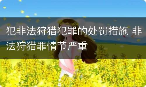 犯非法狩猎犯罪的处罚措施 非法狩猎罪情节严重