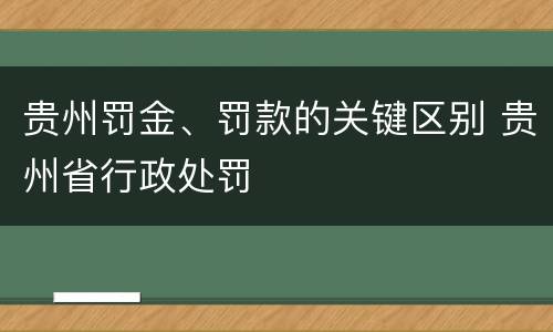 贵州罚金、罚款的关键区别 贵州省行政处罚