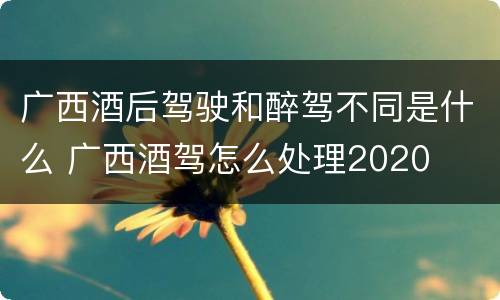 广西酒后驾驶和醉驾不同是什么 广西酒驾怎么处理2020