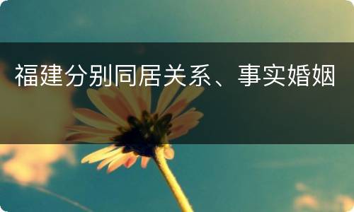福建分别同居关系、事实婚姻