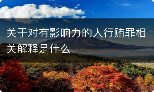 关于对有影响力的人行贿罪相关解释是什么