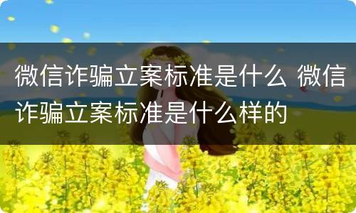 微信诈骗立案标准是什么 微信诈骗立案标准是什么样的