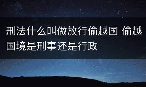 刑法什么叫做放行偷越国 偷越国境是刑事还是行政