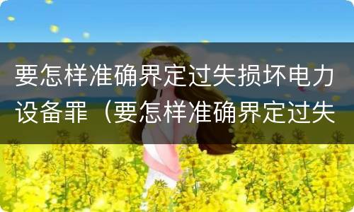 要怎样准确界定过失损坏电力设备罪（要怎样准确界定过失损坏电力设备罪）