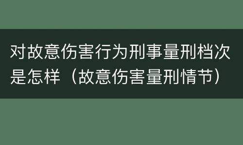 对故意伤害行为刑事量刑档次是怎样（故意伤害量刑情节）