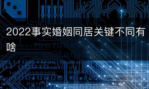 2022事实婚姻同居关键不同有啥