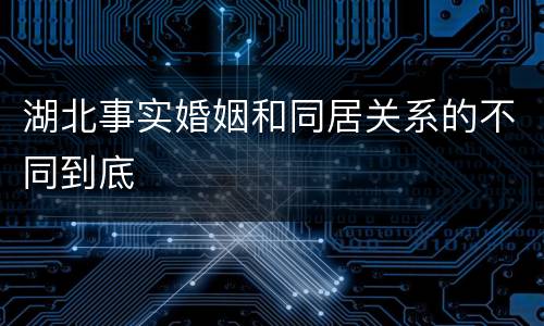 湖北事实婚姻和同居关系的不同到底