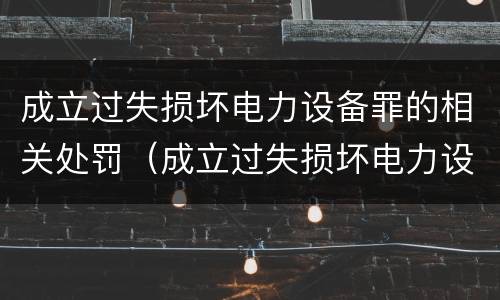 成立过失损坏电力设备罪的相关处罚（成立过失损坏电力设备罪的相关处罚决定）
