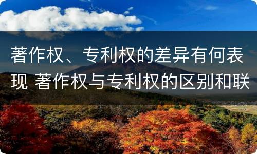 著作权、专利权的差异有何表现 著作权与专利权的区别和联系