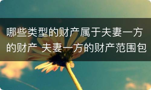 哪些类型的财产属于夫妻一方的财产 夫妻一方的财产范围包括哪些