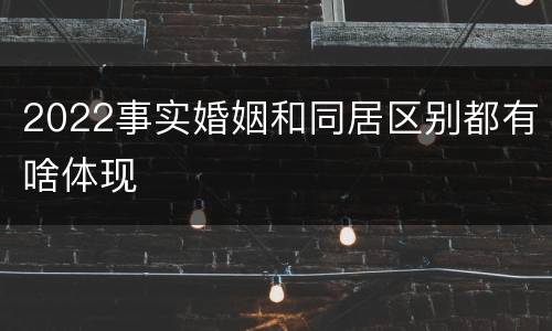 2022事实婚姻和同居区别都有啥体现