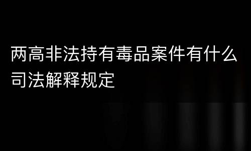 两高非法持有毒品案件有什么司法解释规定