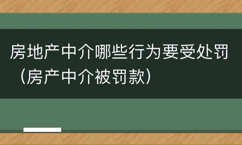房地产中介哪些行为要受处罚（房产中介被罚款）