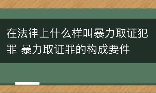 在法律上什么样叫暴力取证犯罪 暴力取证罪的构成要件