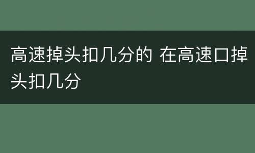 高速掉头扣几分的 在高速口掉头扣几分