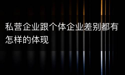 私营企业跟个体企业差别都有怎样的体现