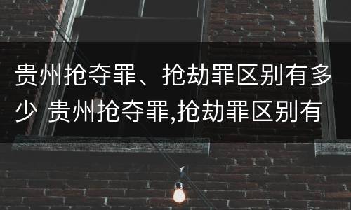贵州抢夺罪、抢劫罪区别有多少 贵州抢夺罪,抢劫罪区别有多少种