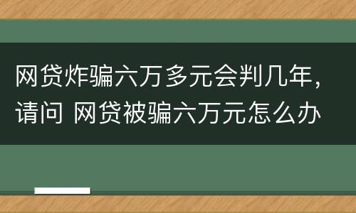 网贷炸骗六万多元会判几年，请问 网贷被骗六万元怎么办