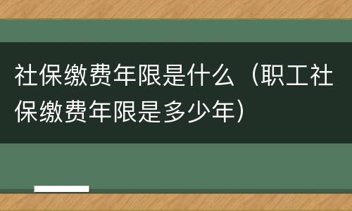 社保缴费年限是什么（职工社保缴费年限是多少年）