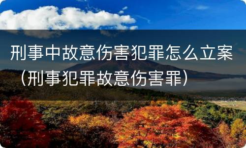 刑事中故意伤害犯罪怎么立案(刑事犯罪故意伤害罪) 刑事中故意伤害犯罪怎么立案(刑事犯罪故意伤害罪)