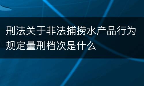 刑法关于非法捕捞水产品行为规定量刑档次是什么