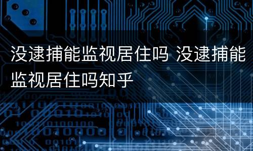 没逮捕能监视居住吗 没逮捕能监视居住吗知乎