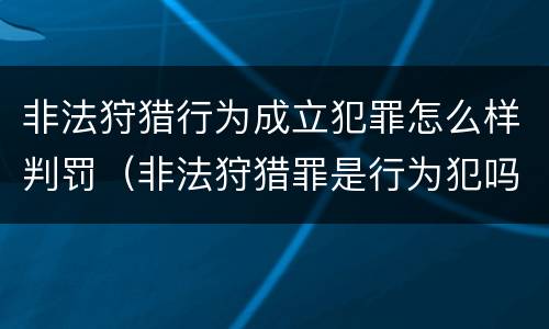 非法狩猎行为成立犯罪怎么样判罚（非法狩猎罪是行为犯吗）