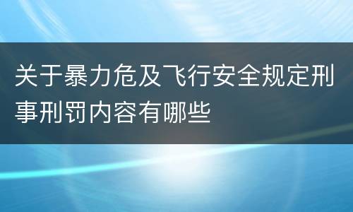 关于暴力危及飞行安全规定刑事刑罚内容有哪些