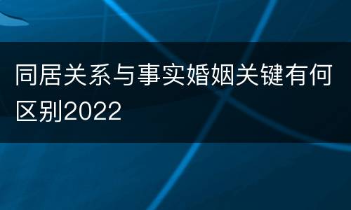同居关系与事实婚姻关键有何区别2022