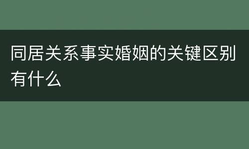 同居关系事实婚姻的关键区别有什么