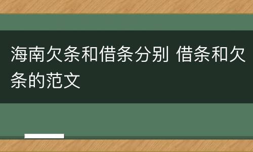 海南欠条和借条分别 借条和欠条的范文