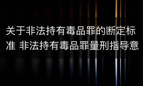 关于非法持有毒品罪的断定标准 非法持有毒品罪量刑指导意见