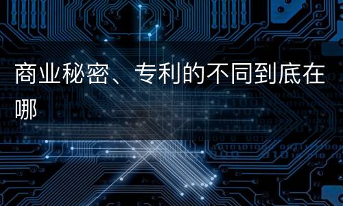 商业秘密、专利的不同到底在哪