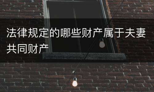 法律规定的哪些财产属于夫妻共同财产