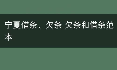 宁夏借条、欠条 欠条和借条范本