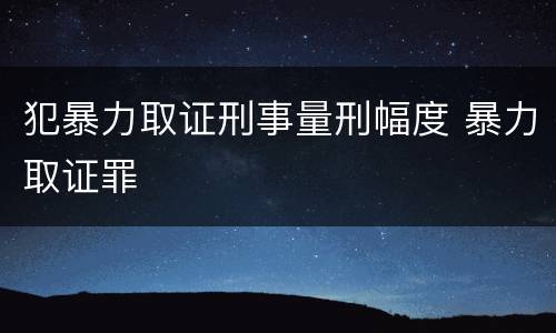 犯暴力取证刑事量刑幅度 暴力取证罪