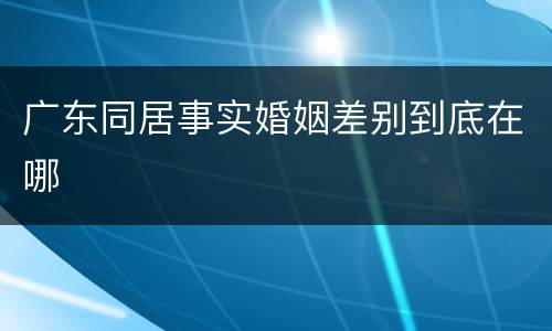 广东同居事实婚姻差别到底在哪