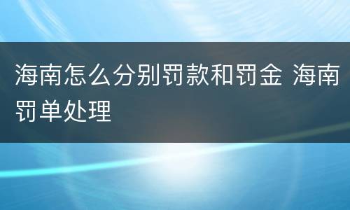 海南怎么分别罚款和罚金 海南罚单处理