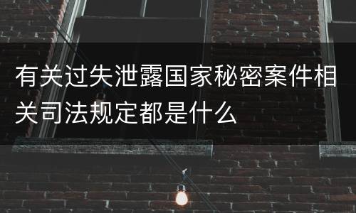 有关过失泄露国家秘密案件相关司法规定都是什么