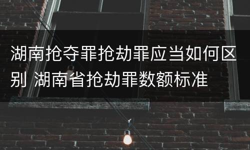 湖南抢夺罪抢劫罪应当如何区别 湖南省抢劫罪数额标准