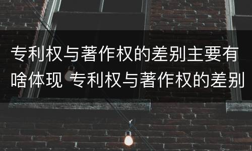 专利权与著作权的差别主要有啥体现 专利权与著作权的差别主要有啥体现和联系