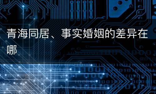 青海同居、事实婚姻的差异在哪