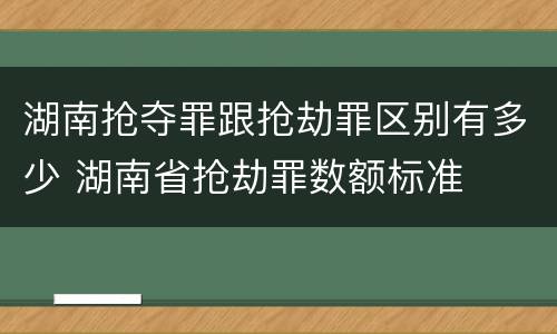 湖南抢夺罪跟抢劫罪区别有多少 湖南省抢劫罪数额标准