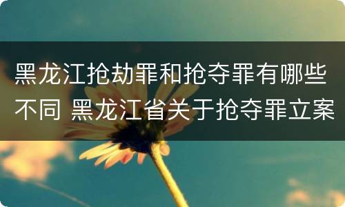 黑龙江抢劫罪和抢夺罪有哪些不同 黑龙江省关于抢夺罪立案标准