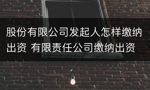 股份有限公司发起人怎样缴纳出资 有限责任公司缴纳出资