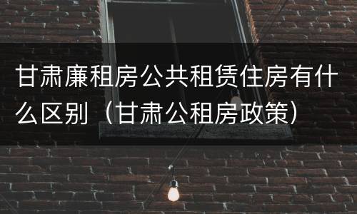 甘肃廉租房公共租赁住房有什么区别（甘肃公租房政策）