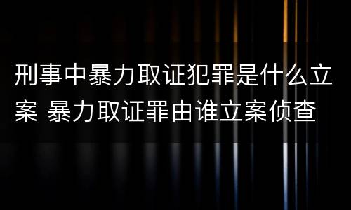 刑事中暴力取证犯罪是什么立案 暴力取证罪由谁立案侦查