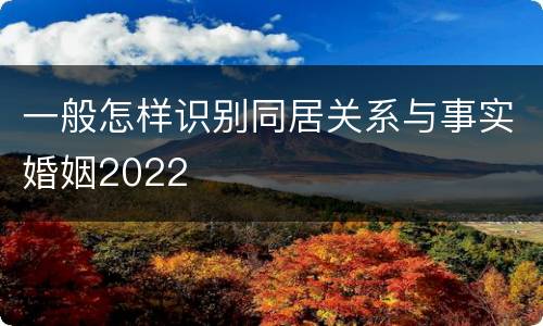 一般怎样识别同居关系与事实婚姻2022