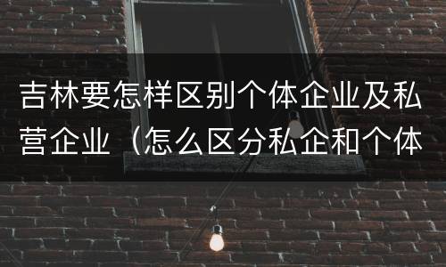 吉林要怎样区别个体企业及私营企业(怎么区分私企和个体)